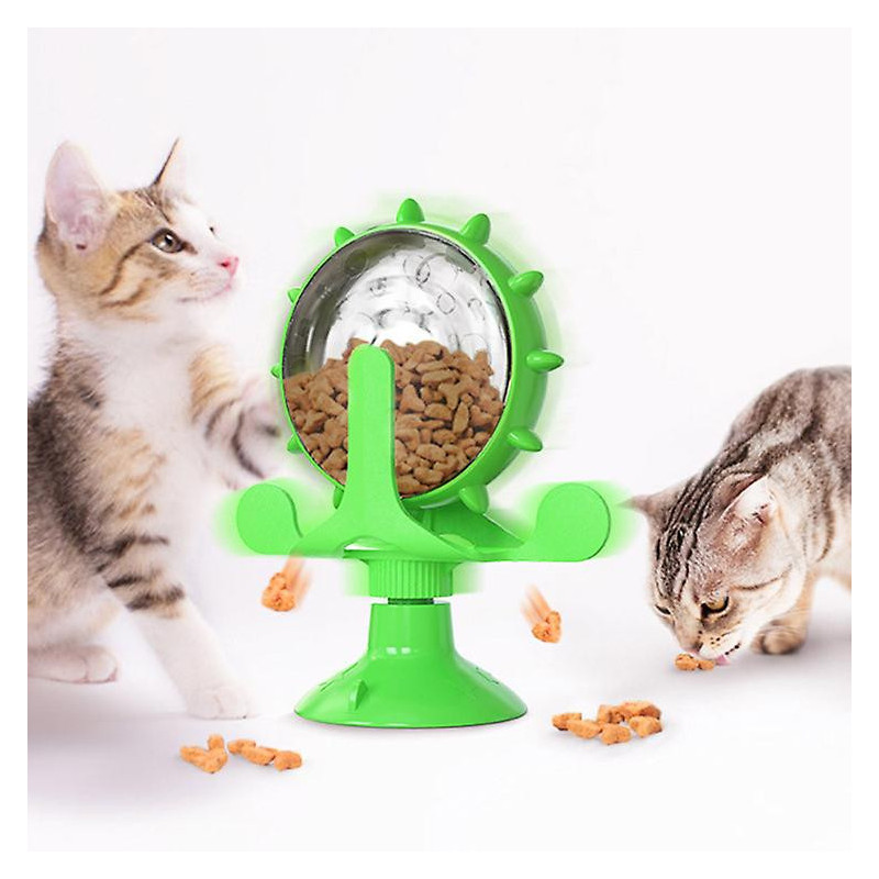Pet Feeder Leak Food Cat Dog Toys Interactive Windmill Spinning Toy for Small Dogs Funny Rotating Turntable Slow (D-V2)