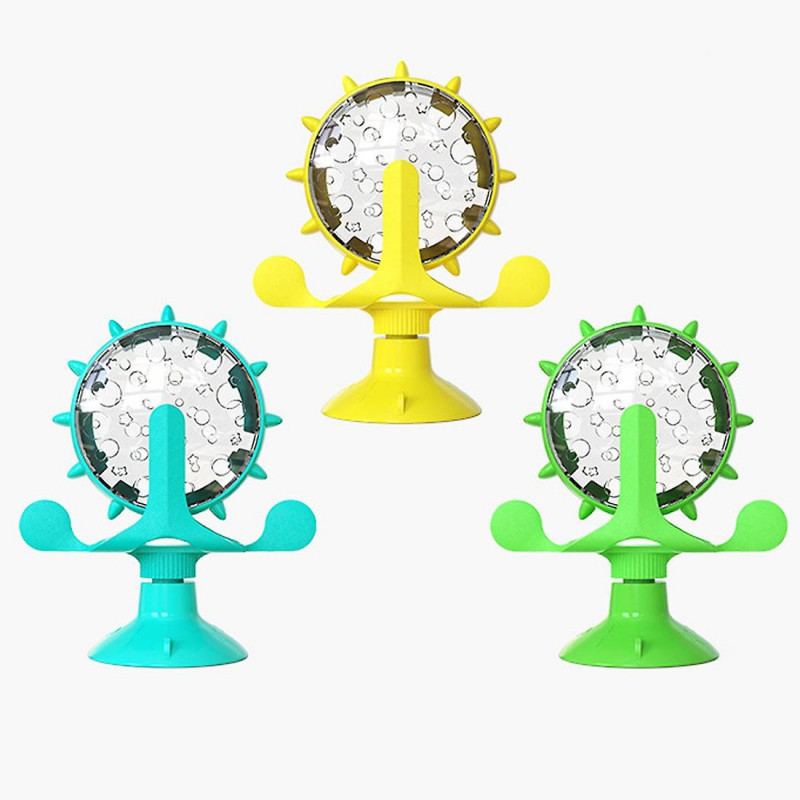 Pet Feeder Leak Food Cat Dog Toys Interactive Windmill Spinning Toy for Small Dogs Funny Rotating Turntable Slow (D-V2)