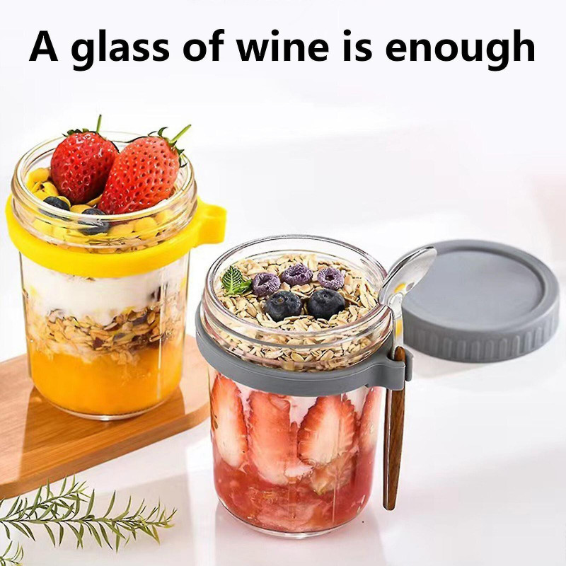 Pots d’avoine du jour au lendemain avec couvercles et cuillères Bouteilles en verre de 10 oz Contenants Contenants [...]