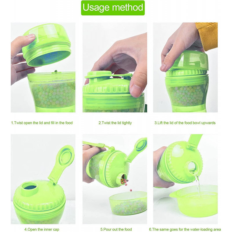 2pc Portable Dog Water Bottle Dog Travel Water Food Bottle330ml Water+280ml Food Leakproof Outdoor Drinking Cup [...]