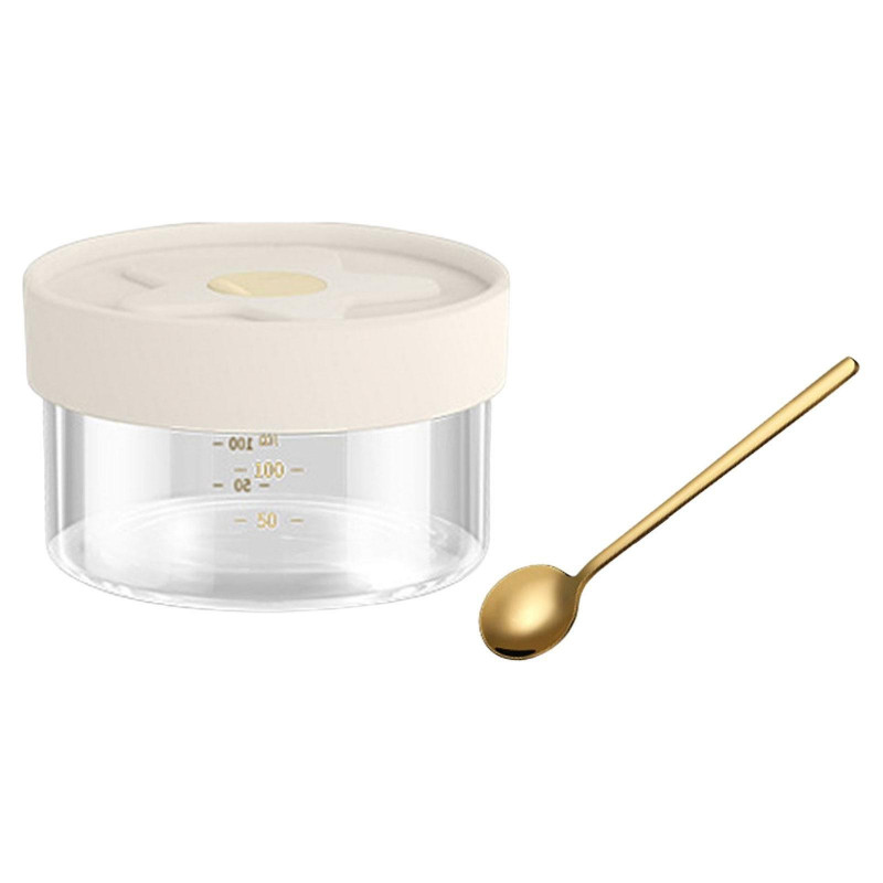 Glass Storage Jar Container With Scale Organization Jar For Sugar Coffee 100ml With Spoon