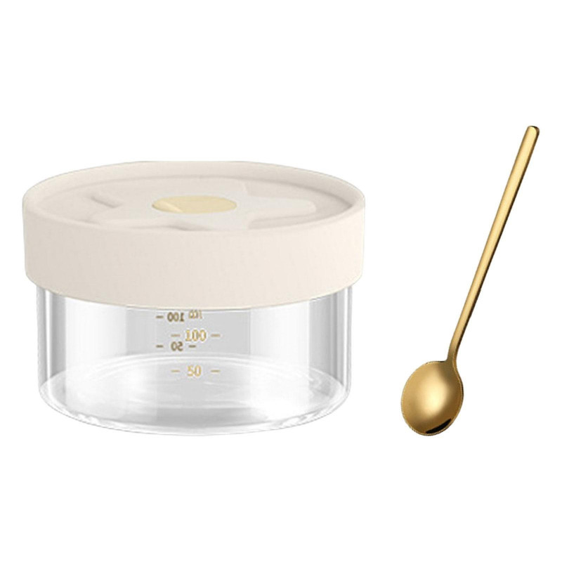 Glass Storage Jar Container With Scale Organization Jar For Sugar Coffee 100ml With Spoon