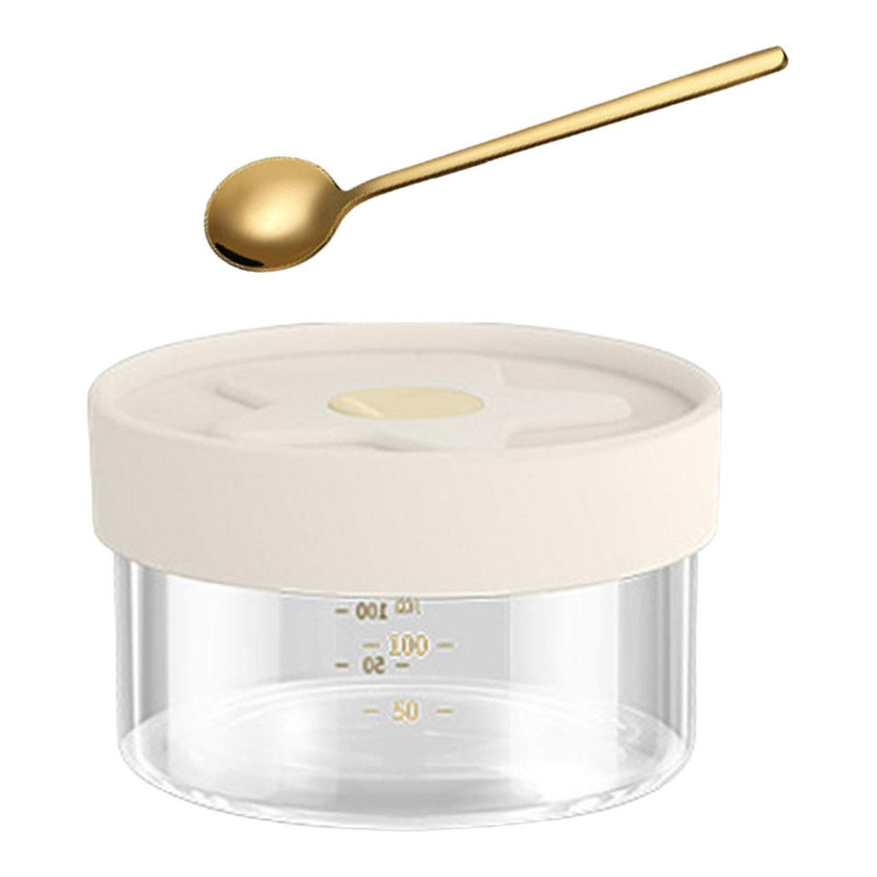 Glass Storage Jar Container With Scale Organization Jar For Sugar Coffee 100ml With Spoon