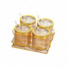 Condiment Pots Tank Food Container With Lids And Spoons 4 Grids