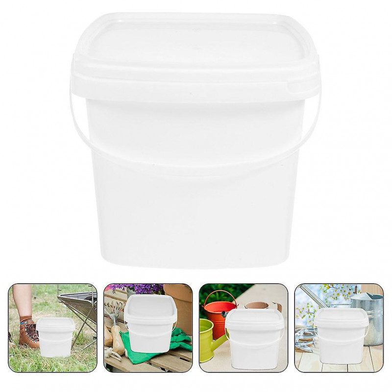 Plastic Bucket with Handle and Lid Reusable Water Bucket Container Portable Bucket (1L)