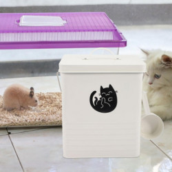 1 Set of Cat Food Bucket Household Dog Food Box Convenient Cat Snack Bucket Dog Snack Bin with Scoop White 1 Set of Cat Food Bucket Household Dog Food Box Convenient Cat Snack Bucket Dog Snack Bin with Scoop White