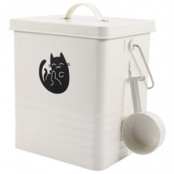 1 Set of Cat Food Bucket Household Dog Food Box Convenient Cat Snack Bucket Dog Snack Bin with Scoop White 1 Set of Cat Food Bucket Household Dog Food Box Convenient Cat Snack Bucket Dog Snack Bin with Scoop White