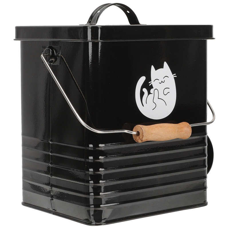 1 Set of Cat Food Bucket Household Dog Food Box Convenient Cat Snack Bucket Dog Snack Bin with Scoop Black