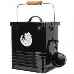 1 Set of Cat Food Bucket Household Dog Food Box Convenient Cat Snack Bucket Dog Snack Bin with Scoop Black 1 Set of Cat Food Bucket Household Dog Food Box Convenient Cat Snack Bucket Dog Snack Bin with Scoop Black