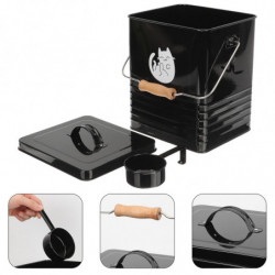 1 Set of Cat Food Bucket Household Dog Food Box Convenient Cat Snack Bucket Dog Snack Bin with Scoop Black 1 Set of Cat Food Bucket Household Dog Food Box Convenient Cat Snack Bucket Dog Snack Bin with Scoop Black