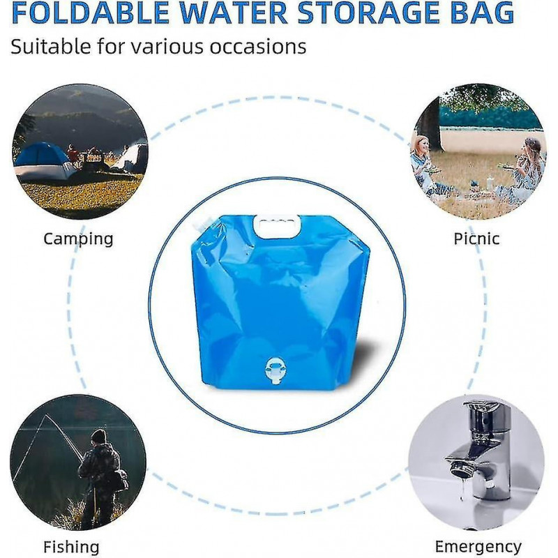 Water Storage Bag Foldable Bag 10l Large Capacity With Valve Food Grade Portable No Leakage For Camp