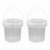 2pcs seau de stockage rond seau alimentaire portable seau de stockage de crème glacée seau avec poignée