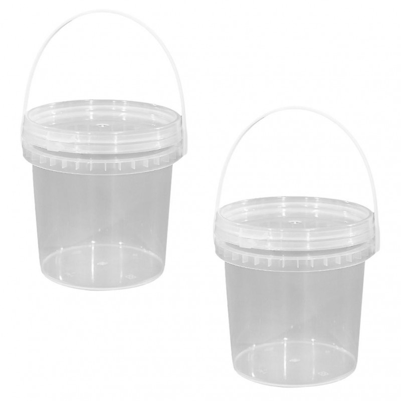 2pcs seau de stockage rond seau alimentaire portable seau de stockage de crème glacée seau avec poignée