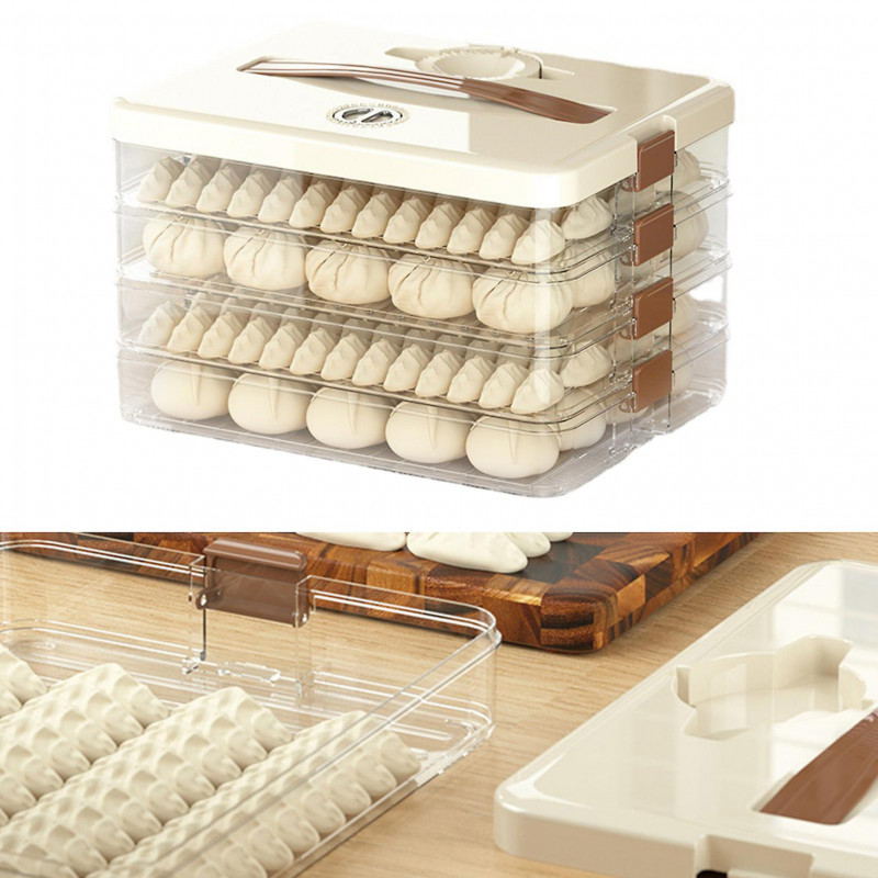 Dumpling Storage Box Large Capacity Multi Layer Transparent Plastic Airtight Food Container Kitchen Supplies