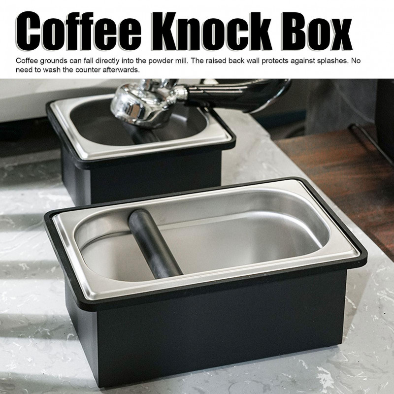 Coffee Knock Box Rubber Coffee Box With Removable Stainless Steel Ground Container For Cafe Bar