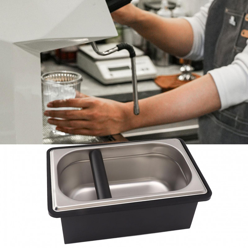 Coffee Knock Box Rubber Coffee Box With Removable Stainless Steel Ground Container For Cafe Bar