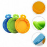 3pcs Durable Pet Can Covers Silicone Pet Food Can Cover (Orange, Blue, Green)