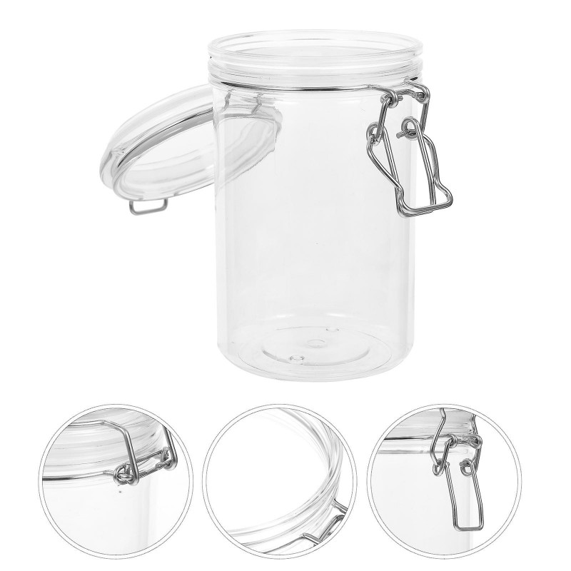 750ml Plastic Canister with Locking Clamp Grain Storage Jar for Tea, Sugar, Coffee Bean 750ml Plastic Canister with Locking Clamp Grain Storage Jar for Tea, Sugar, Coffee Bean