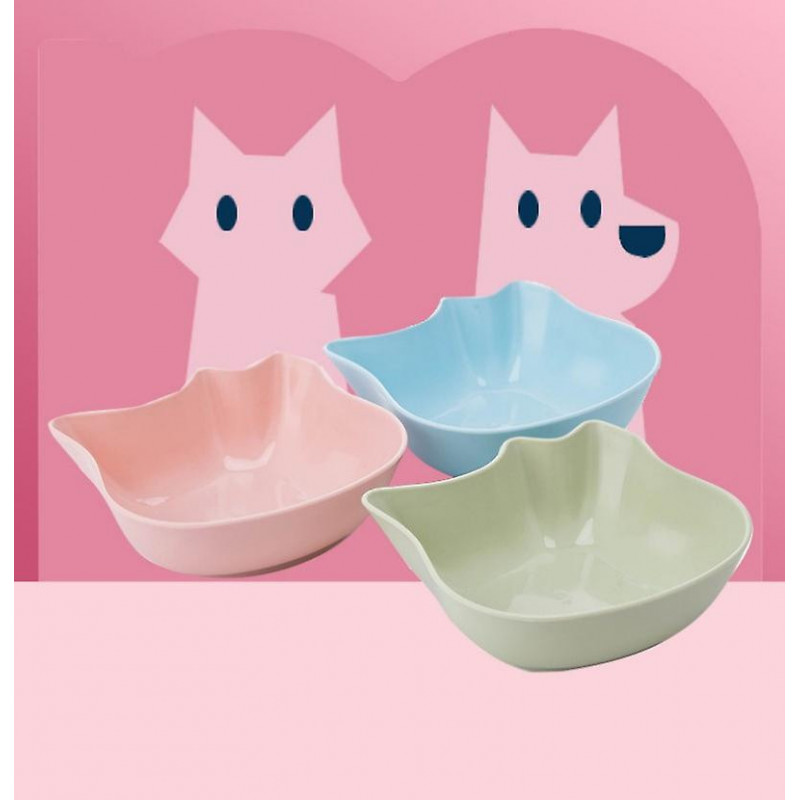 Plastic Pet Feeding Bowls Dog Food Containers 3 Pieces (Blue+Pink+Green) (4-D-W)