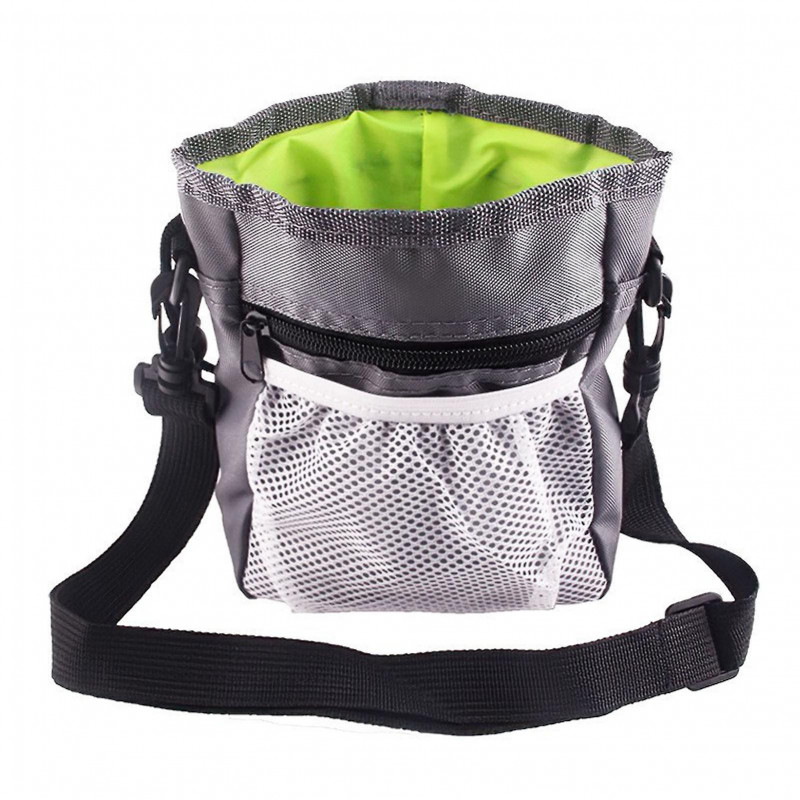 Pet Training Bag Multipurpose Large Capacity Foldable Oxford Cloth Pet Snack Pouch for Outdoor Travel Camping Gray