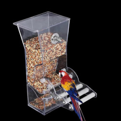 Récipient de nourriture pour oiseaux Récipient de distributeur de graines alimentaires transparent Set avec perche Récipient de nourriture pour oiseaux Récipient de distributeur de graines alimentaires transparent Set avec perche