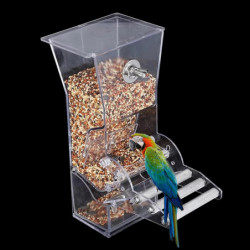 Récipient de nourriture pour oiseaux Récipient de distributeur de graines alimentaires transparent Set avec perche Récipient de nourriture pour oiseaux Récipient de distributeur de graines alimentaires transparent Set avec perche