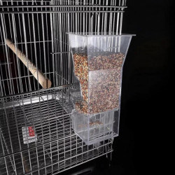 Récipient de nourriture pour oiseaux Récipient de distributeur de graines alimentaires transparent Set avec perche Récipient de nourriture pour oiseaux Récipient de distributeur de graines alimentaires transparent Set avec perche