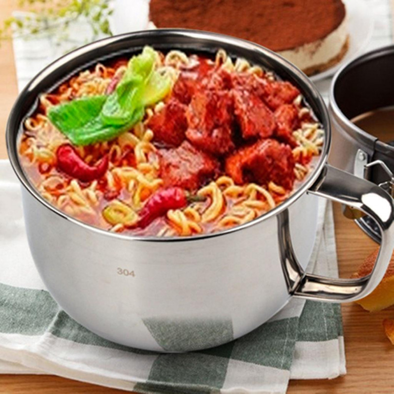 Stainless Steel Noodle Bowl With Lid Handle Leak-proof Food Container Rice Soup Bowls Durable For Office Home