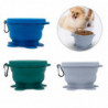 Silicone Portable Folding Travel Dogs Bowls With Carabiner Feeding Container
