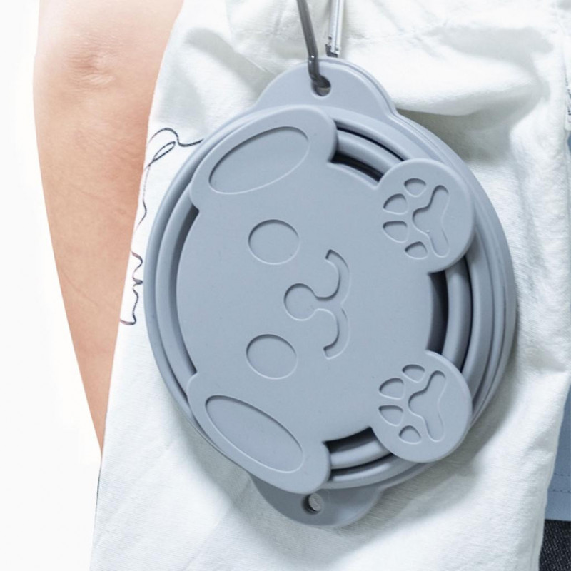 Silicone Portable Folding Travel Dogs Bowls With Carabiner Feeding Container