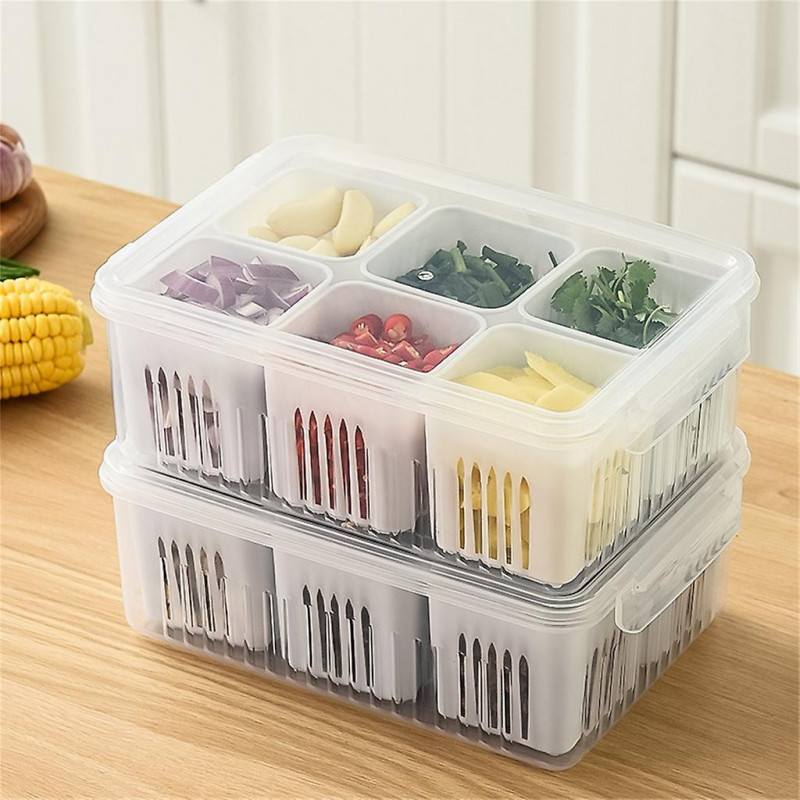 6-grid Onion Ginger Chili Seasoning Storage Box Fresh Keeping Containers