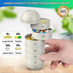 Pilulier portable de 7 jours, boîte de stockage de pilules de bijoux de grande capacité imperméable à l’eau et à [...]