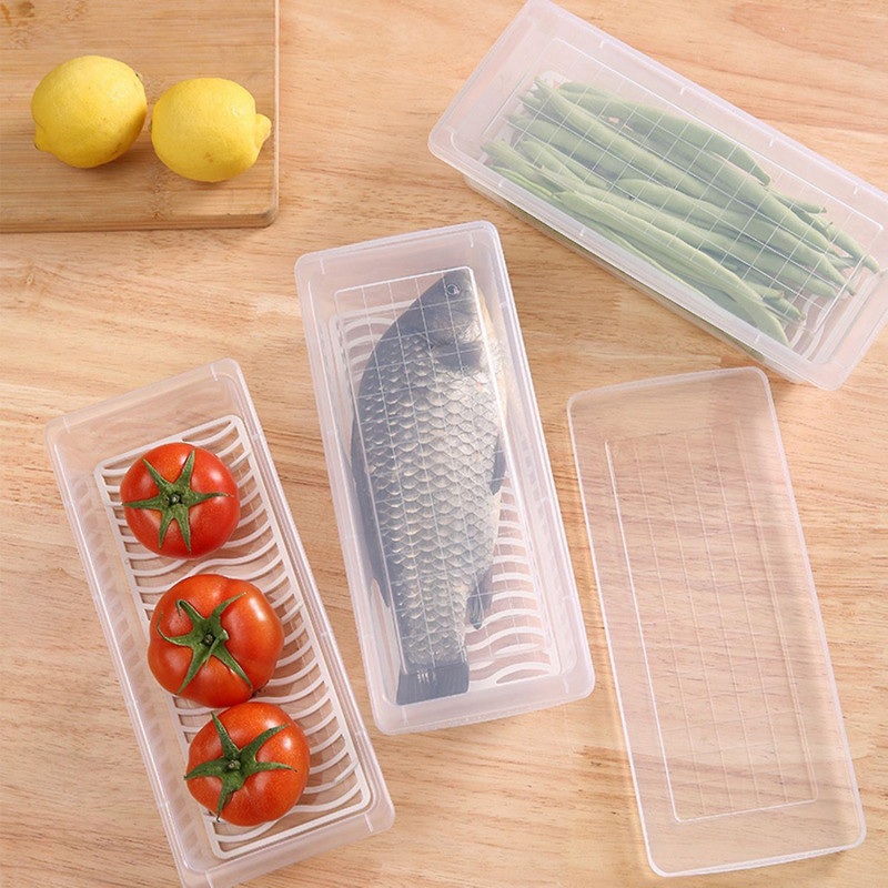 Storage Case Durable Easy to Clean Portable Kitchen Transparent Fresh-keeping Fish Box for Home