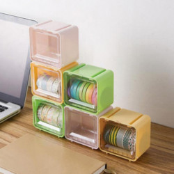 Tape Storage Boxes Durable Convenient Plastic Transparent Lid Visible Washi Tape Storage Box for Off Tape Storage Boxes Durable Convenient Plastic Transparent Lid Visible Washi Tape Storage Box for Off