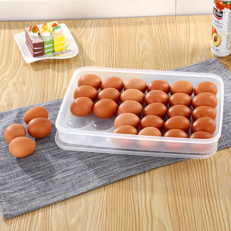 Egg Container Lidded Refillable Monolayer Large Capacity Transparent Plastic Egg Box Kitchen Supplie Egg Container Lidded Refillable Monolayer Large Capacity Transparent Plastic Egg Box Kitchen Supplie