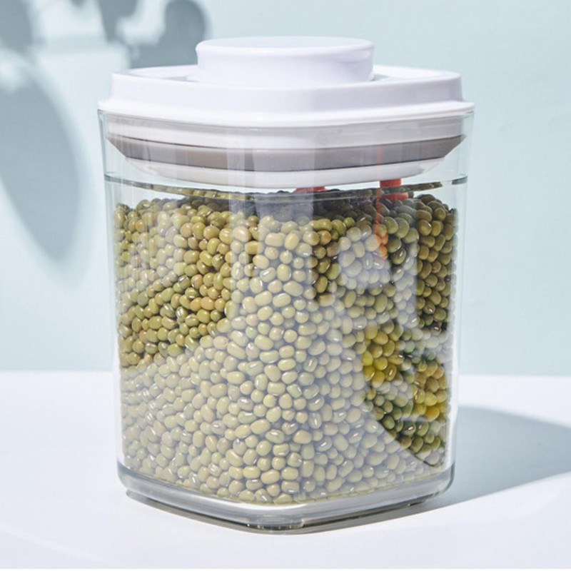 350ml/700ml/1000ml Storage Jar Multifunctional Acrylic Press Type Square Food Sealed Box Container f