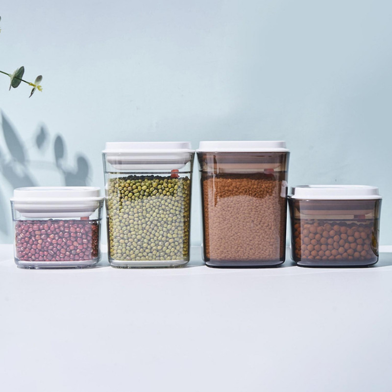 350ml/700ml/1000ml Storage Jar Multifunctional Acrylic Press Type Square Food Sealed Box Container f