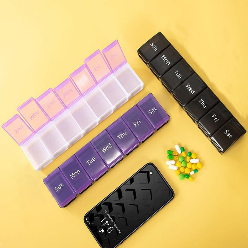 Pill Seal Box Large Capacity Compartment Transparent Good Sealing Dust Proof Independent Lid 7 Grids