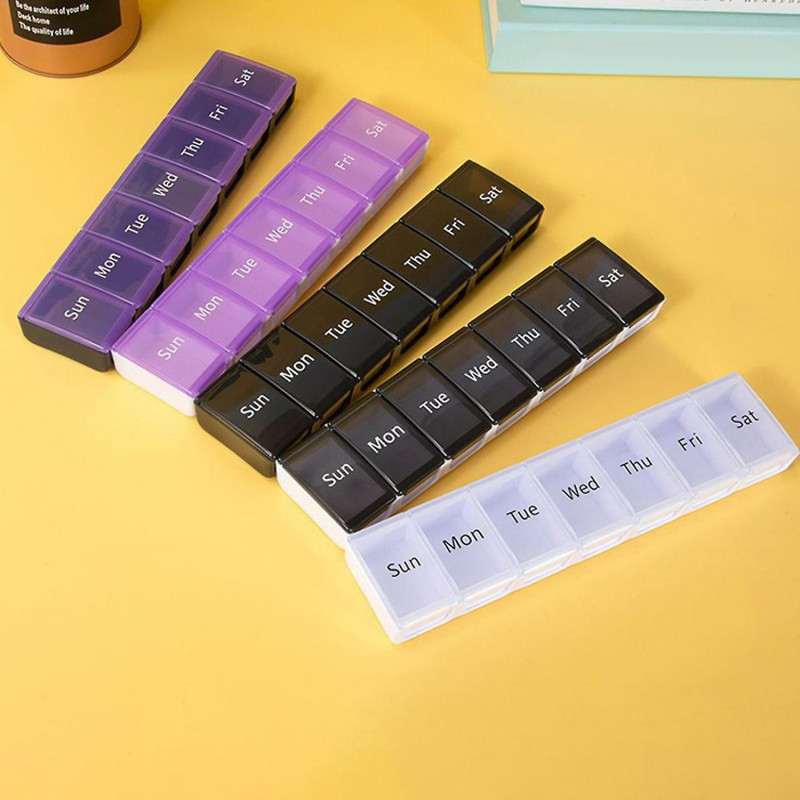 Pill Seal Box Large Capacity Compartment Transparent Good Sealing Dust Proof Independent Lid 7 Grids