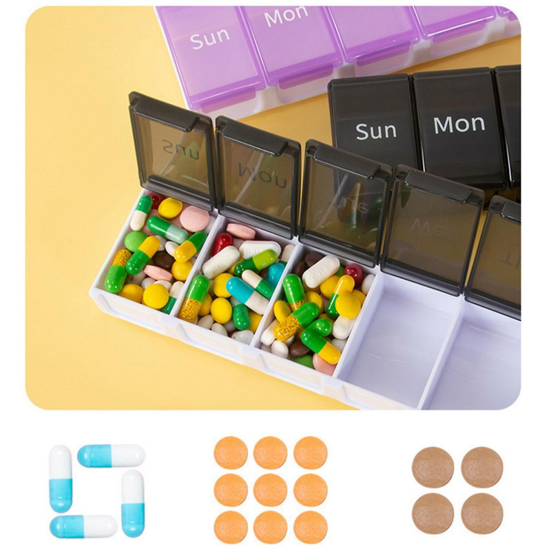 Pill Seal Box Large Capacity Compartment Transparent Good Sealing Dust Proof Independent Lid 7 Grids