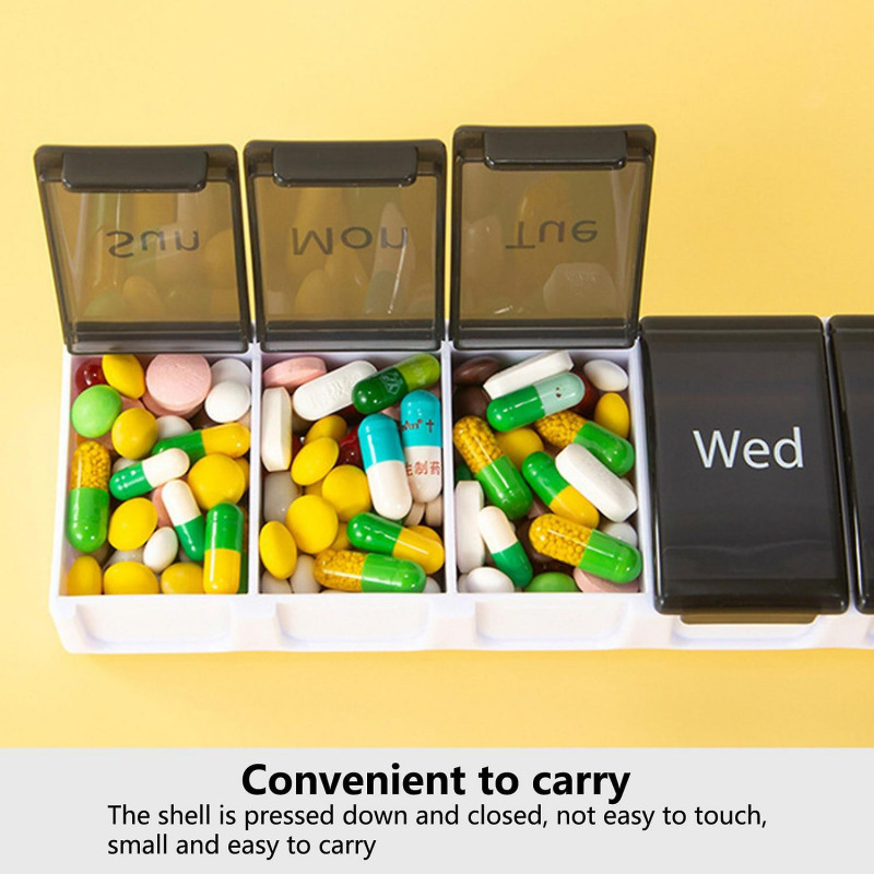 Pill Seal Box Large Capacity Compartment Transparent Good Sealing Dust Proof Independent Lid 7 Grids