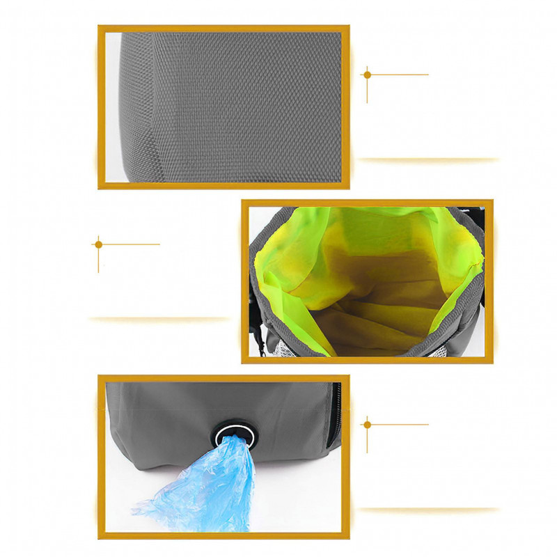 Pet Training Bag Multipurpose Large Capacity Foldable Oxford Cloth Pet Snack Pouch for Outdoor Travel Camping Gray