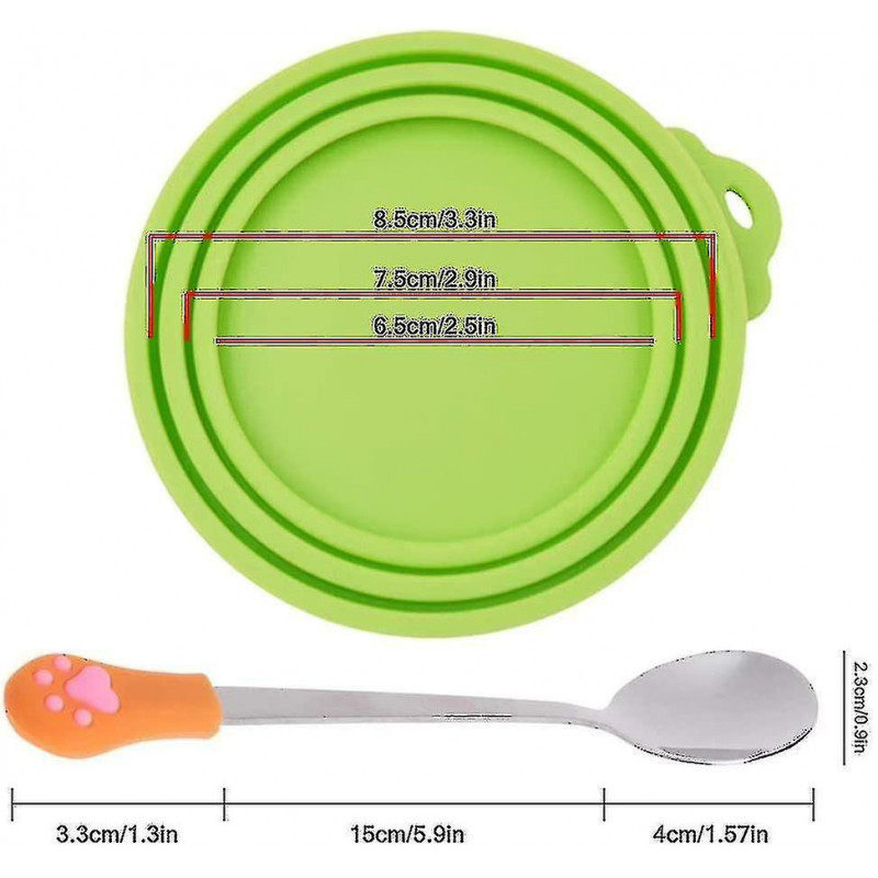 Senhai, Silicone Covers For Pet Cans And 2 Spoons, Food Lids And Spoons For Dogs