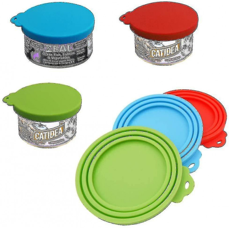 Senhai, Silicone Covers For Pet Cans And 2 Spoons, Food Lids And Spoons For Dogs