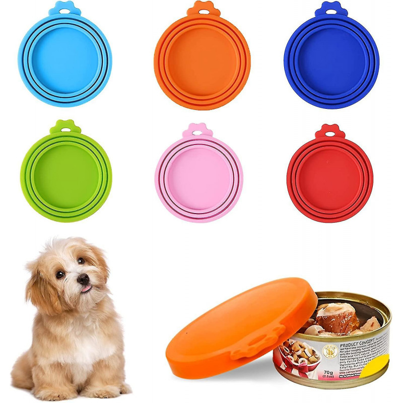 6 Pcs Universal Silicone Can Lids For Dog Food, Pet Food Can Lids