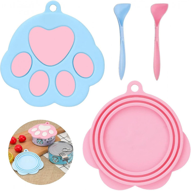 Pet Can Covers Dog Food Can Lids Tin Tops Covers Silicone Caps(without Spoons)