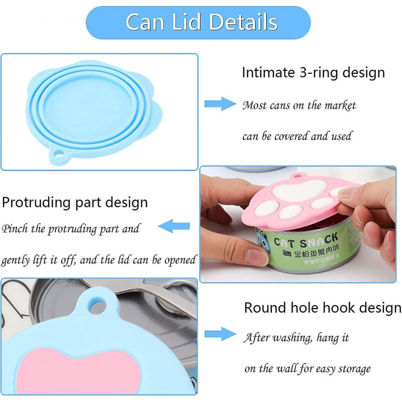 Pet Can Covers Dog Food Can Lids Tin Tops Covers Silicone Caps(without Spoons)