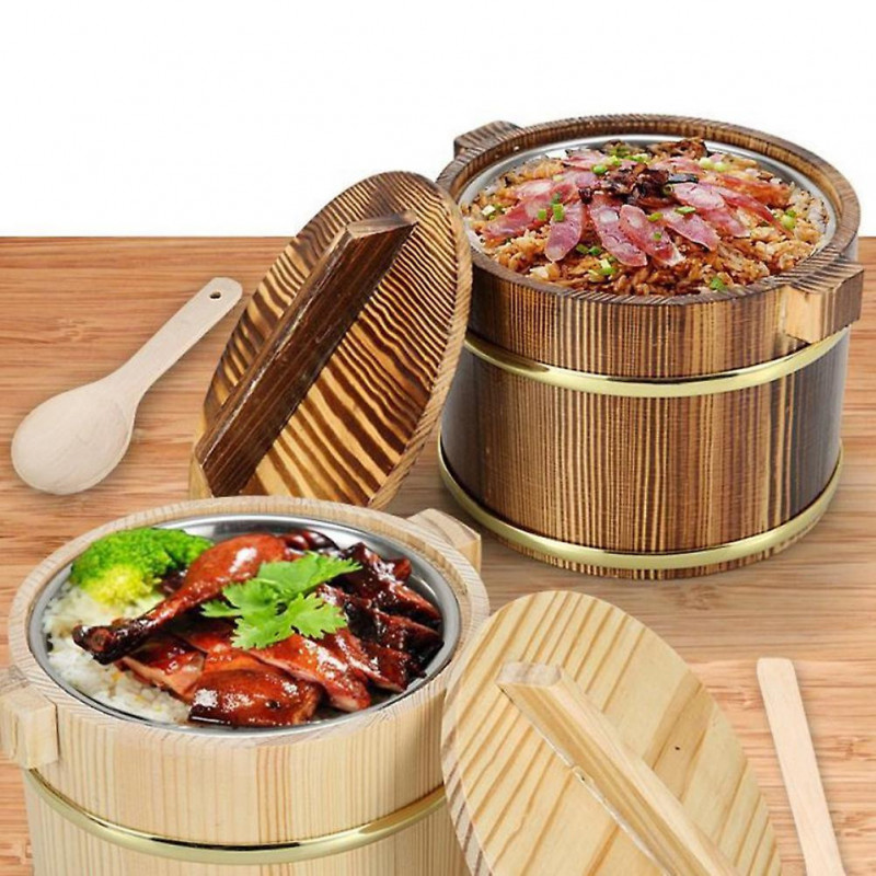 1 Pc Creative Vegetable Bucket Wooden Barrel Fashionable Sushi Bowl with Lid