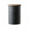 Black 304 Stainless Steel Coffee Can with Wooden Lid Sealed Food Storage Tank