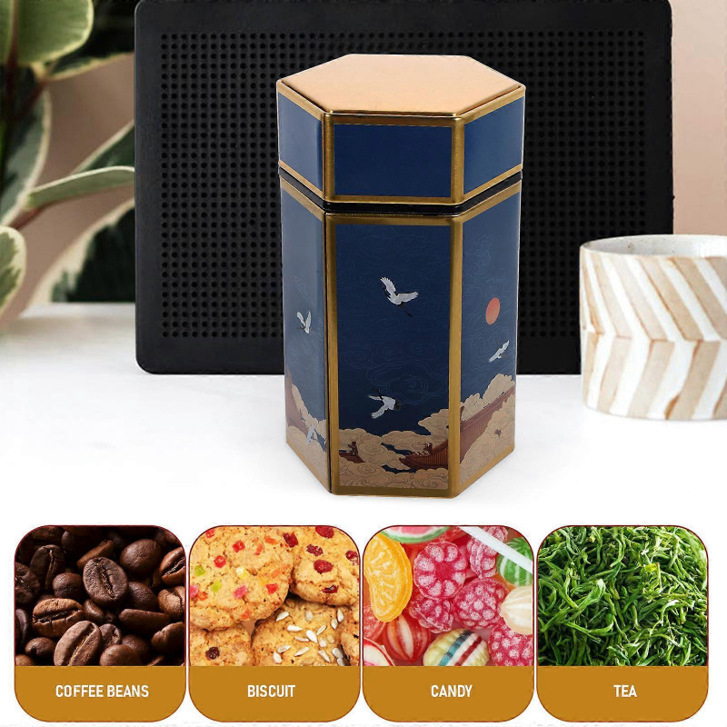 Sealing Tinplate Canister Vintage Tinplate Storage Jar for Loose Tea Candies Tall Style